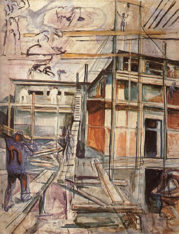 Edvard Munch Workroom building in winter oil painting image